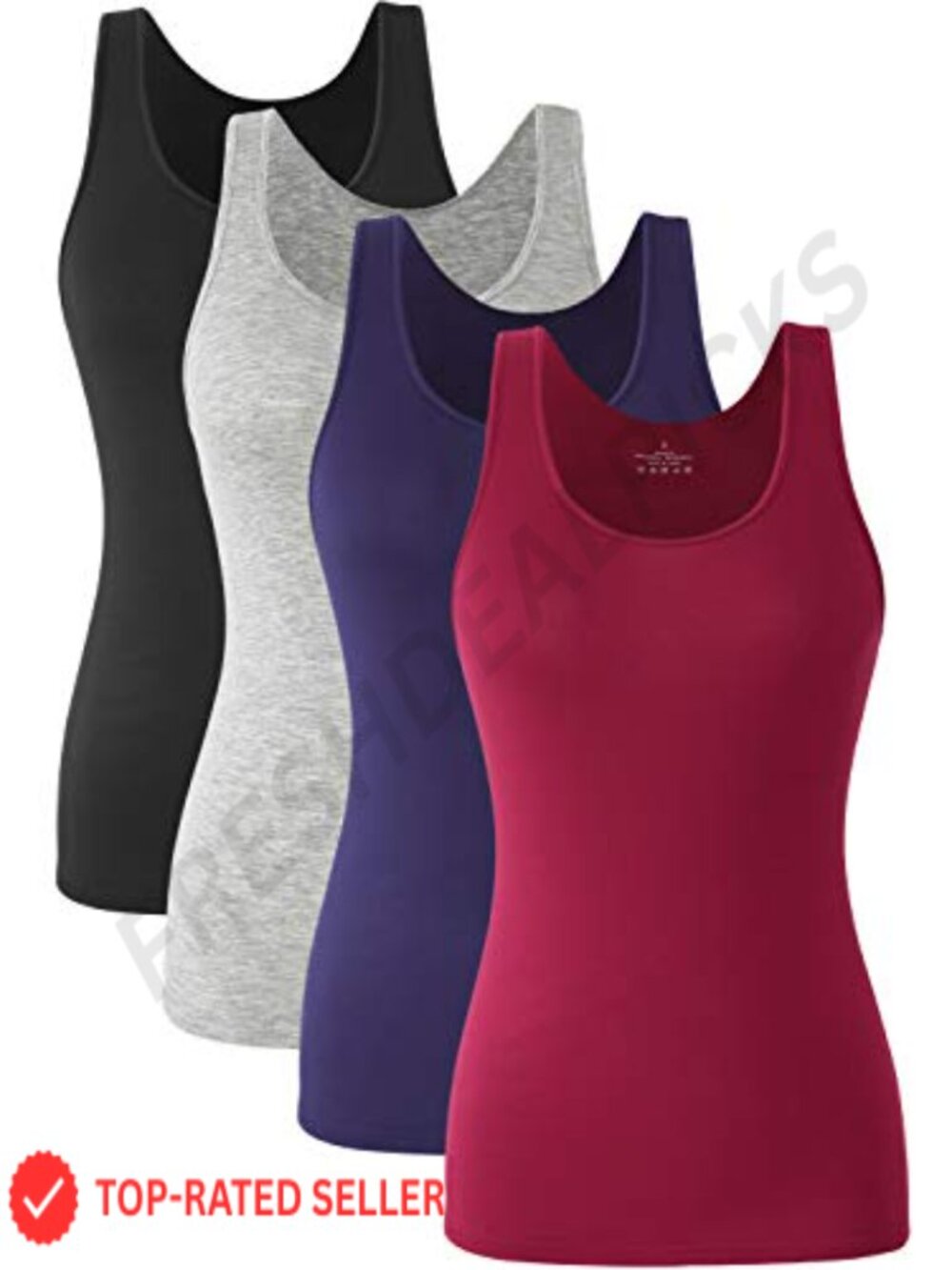 Women's Basic Tank Tops 4-Pack Modal Spandex Undershirt Camis